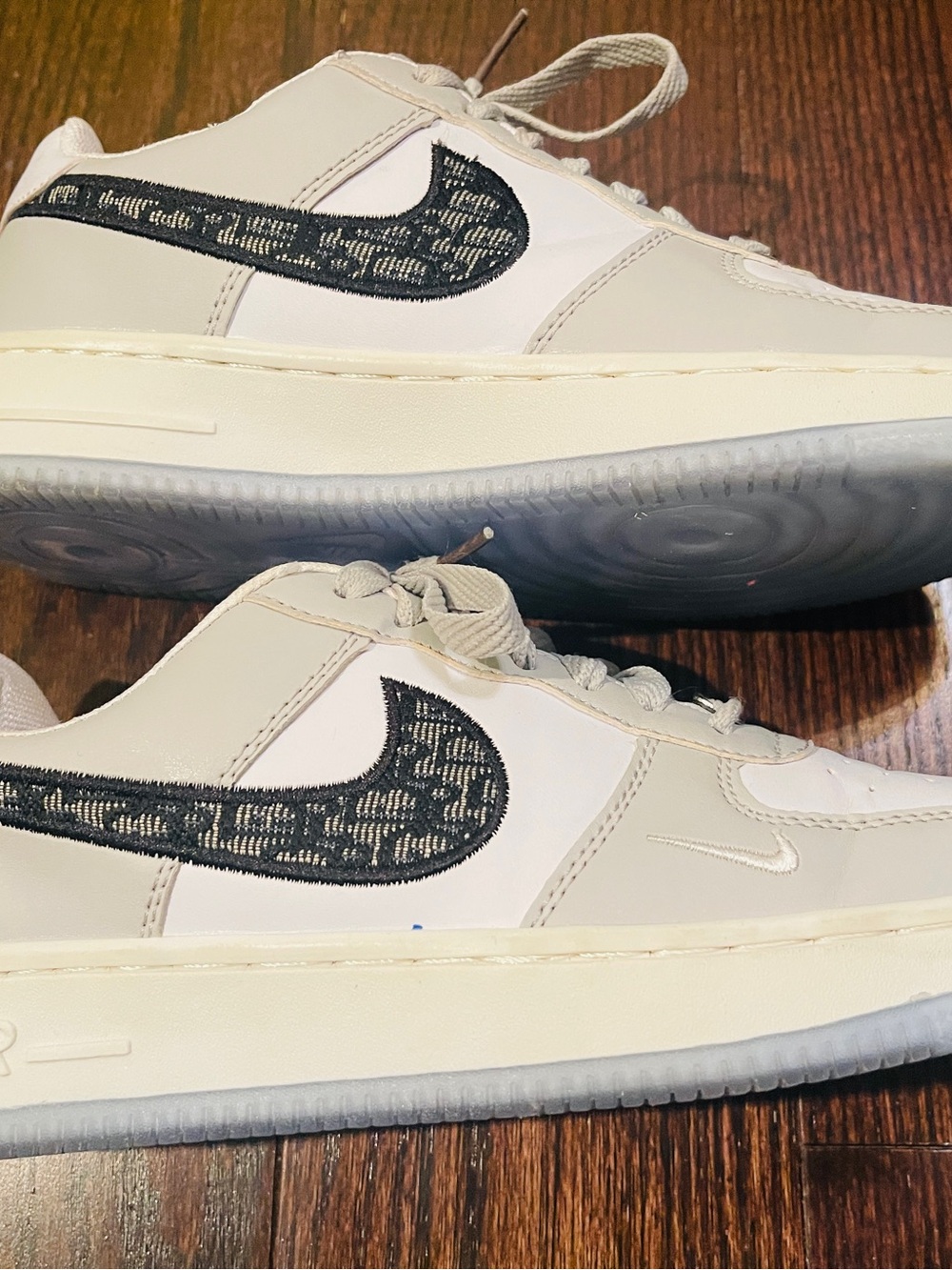 Nike White and Grey Low-Top Air Force 1 (Dior Air) W6.5